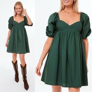 NWT Tuckernuck Hyacinth House | Emerald Green Puff Sleeve Sasha Mini Dress Sz. S
